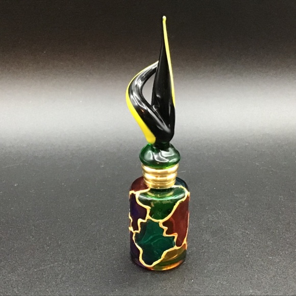 Vintage Mosaic coloured mini perfume bottle with decorative art Tall Sto… - Picture 3 of 6